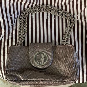 Henri Bendel Silver Leather Handbag LIKE NEW